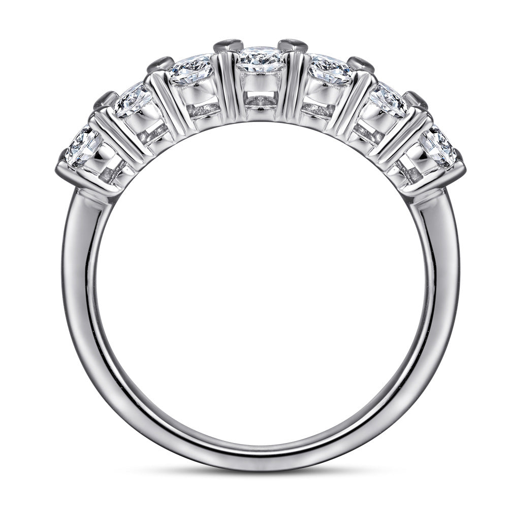 925 Silver Ring Zircon Ring Gang Drill Temperament Diamond Ring