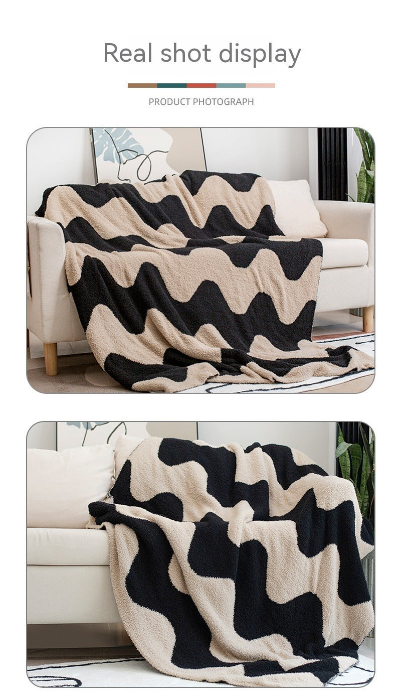 Nordic Style Half Velvet Knitted Sofa Blanket