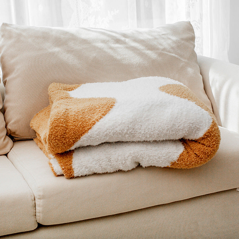 Nordic Style Half Velvet Knitted Sofa Blanket