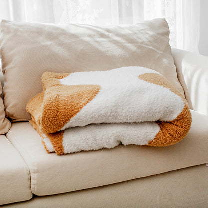 Nordic Style Half Velvet Knitted Sofa Blanket
