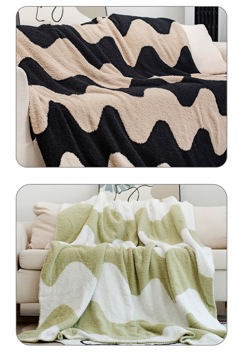 Nordic Style Half Velvet Knitted Sofa Blanket