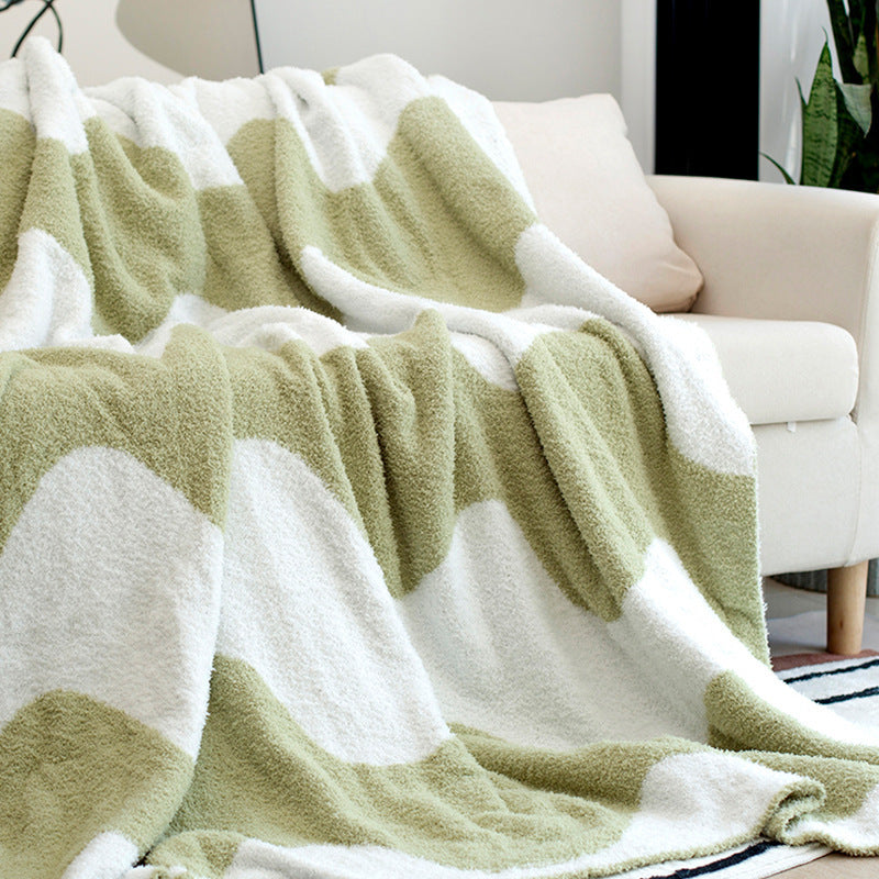 Nordic Style Half Velvet Knitted Sofa Blanket