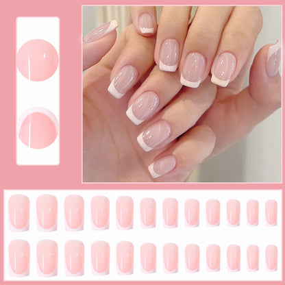 24 Pieces Nail Tips Square Short Simple Removable Boxed Fake Nails
