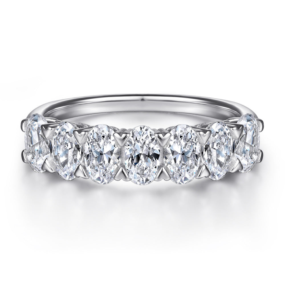 925 Silver Ring Zircon Ring Gang Drill Temperament Diamond Ring