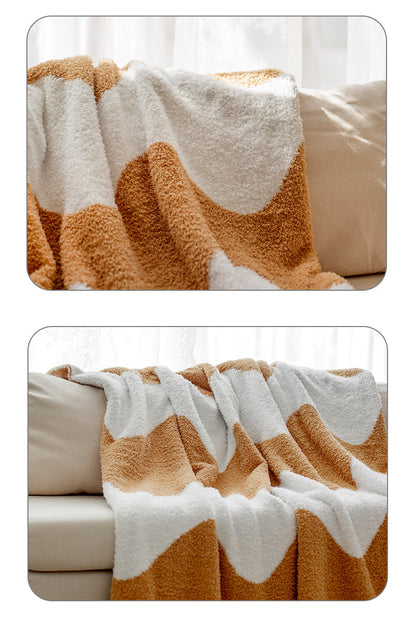 Nordic Style Half Velvet Knitted Sofa Blanket