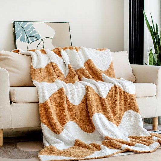 Nordic Style Half Velvet Knitted Sofa Blanket
