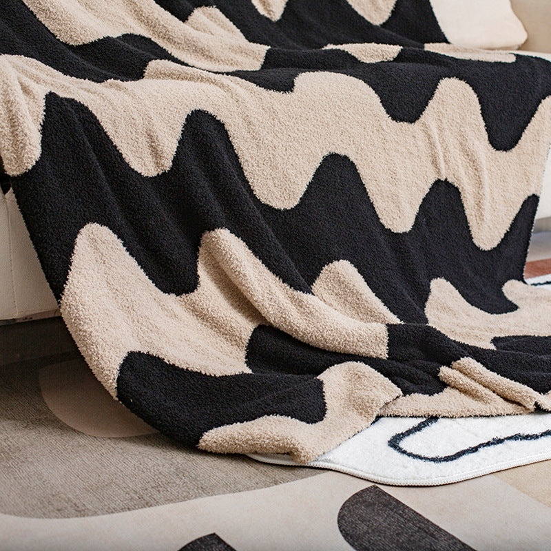 Nordic Style Half Velvet Knitted Sofa Blanket
